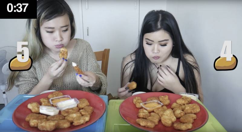 大胃王 兩姊妹來個鬥快吃20件麥樂雞大賽，小編可以參加嗎？