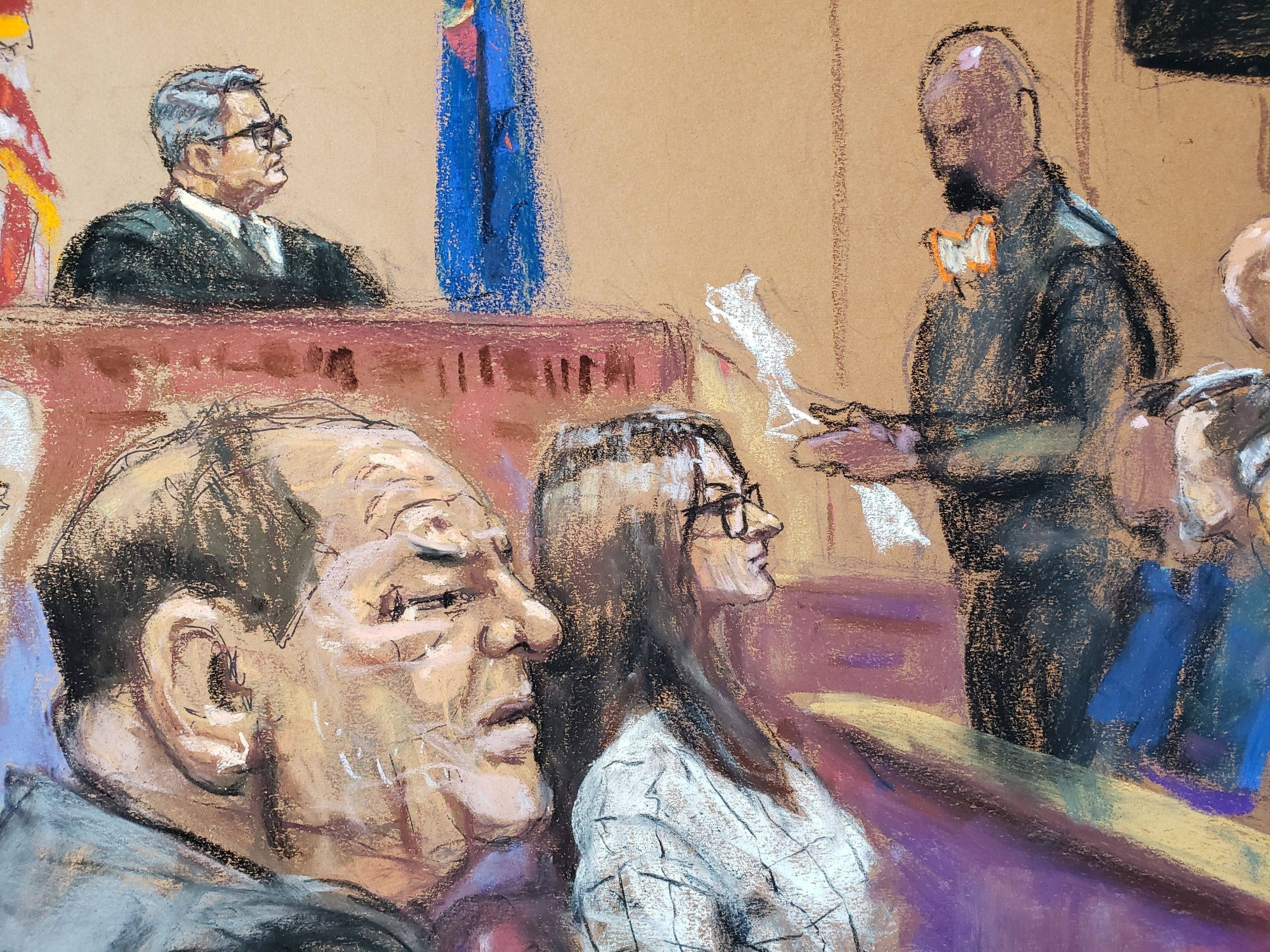 Harvey Weinstein 圖為首席陪審團宣判結果的畫像 
