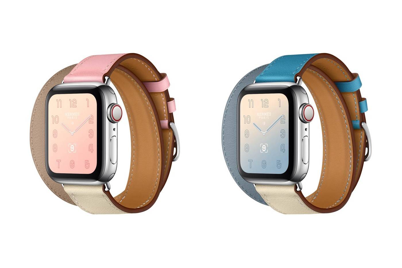 Apple Watch Apple Watch及Hermès這次特別選用櫻花粉及亞麻藍色令整個春日都添上粉嫩色彩，令不少女生的少女心爆發！這兩款錶帶去年已被廣泛宣傳，如今已經上架，如果最近想換Apple Watch錶帶的你真的十分值得入手啊！