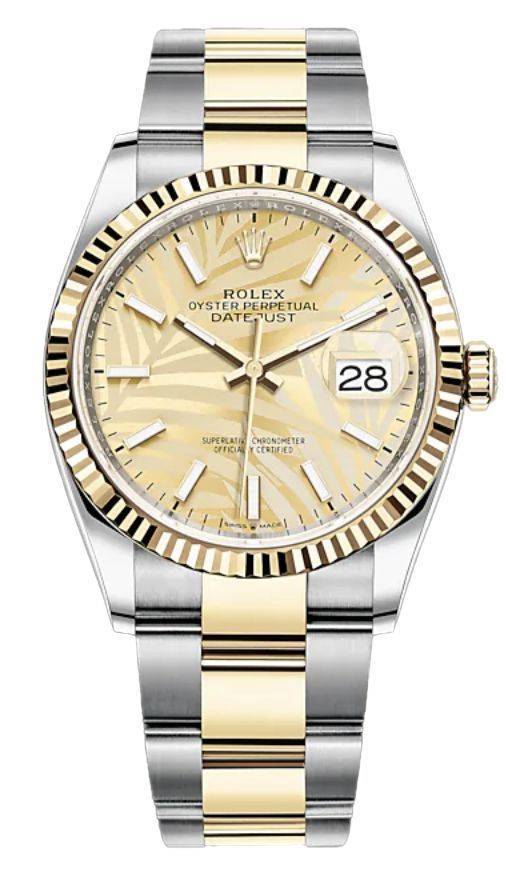 Rolex 2021 黃金鋼配金色棕櫚葉圖案、蠔式錶帶 HK$86，100