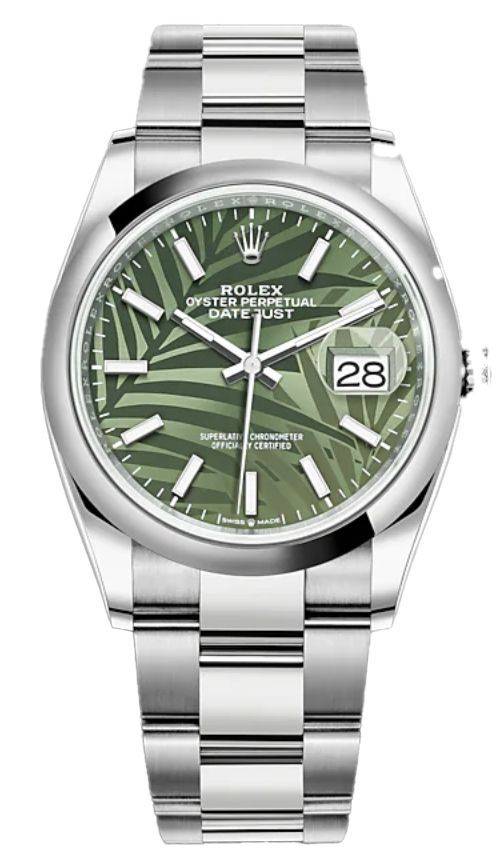 Rolex 2021 精鋼配棕櫚葉圖案Oyster Perpetual Datejust 36手錶 HK$55，000