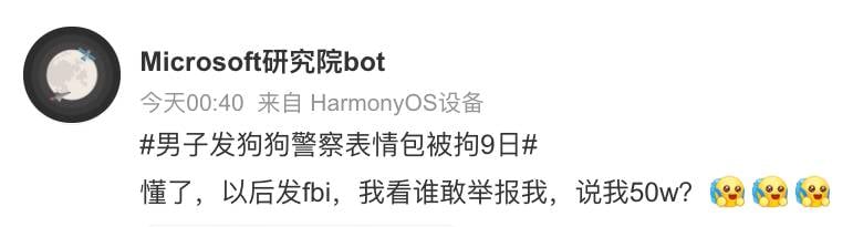 （圖片來源：Weibo@Microsoft研究院bot）