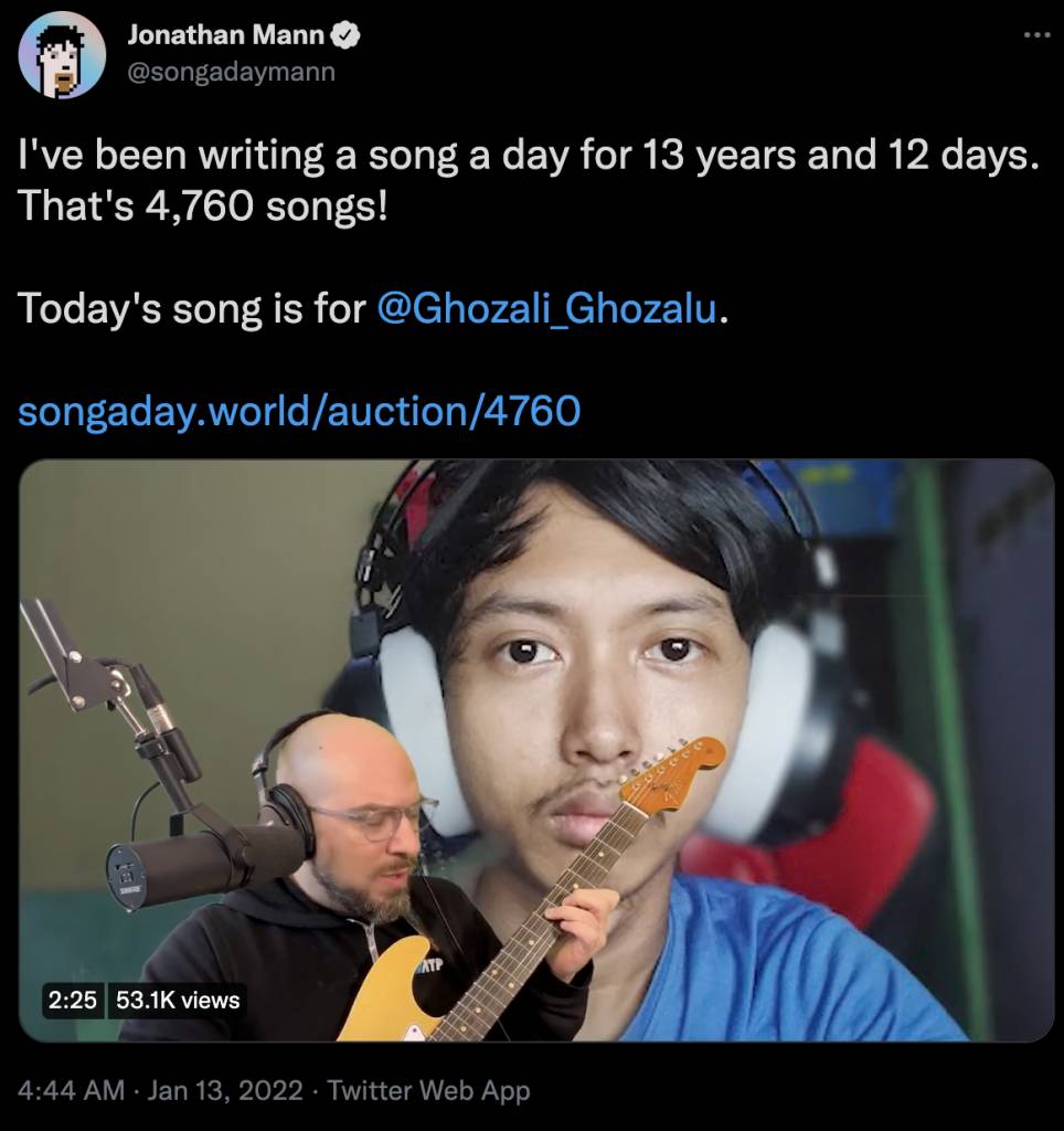 有外國YouTuber更作了一首歌。（圖片來源：Twitter@songadaymann）