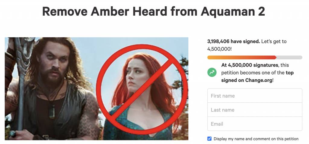 Amber Heard 聯署去到319萬