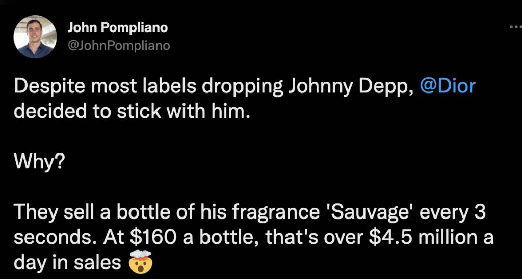 DIOR Johnny Depp 每3秒賣一樽好誇張！