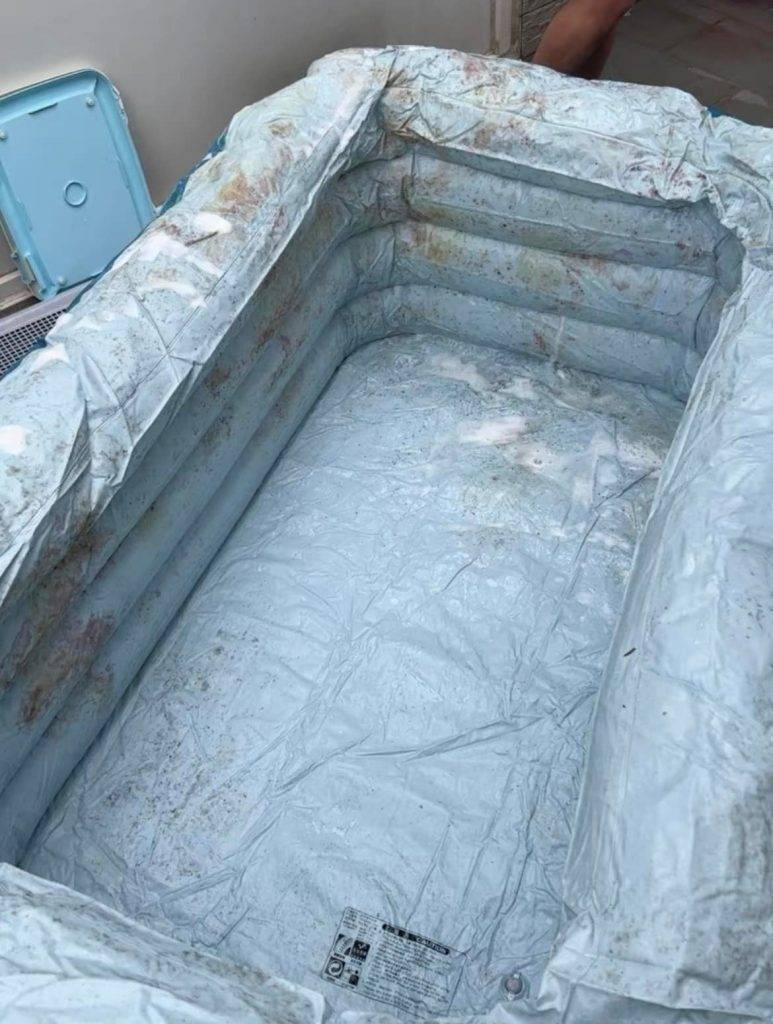 淘寶 有香港網民喺喺淘寶購入一個「無線自動充氣游泳池」，但收貨後發現，游泳池上充滿污跡。