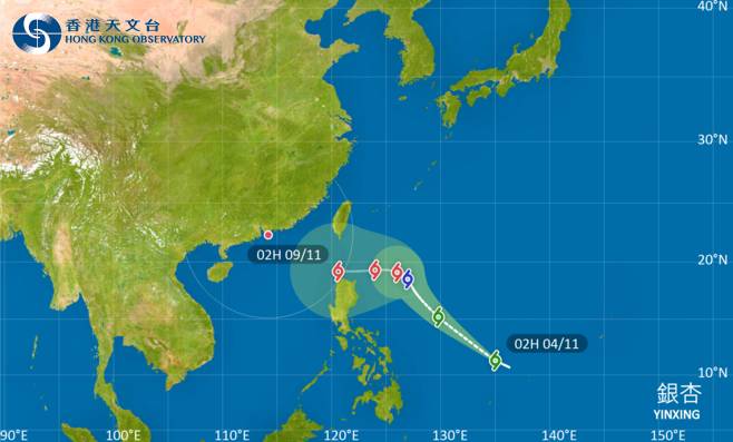 颱風銀杏｜路徑圖、風力預測及天文台最新消息