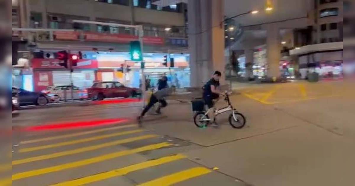 旺角士司機路中心落車追單車 撲前失手倒地翻滾 疑因1事狂追至街尾