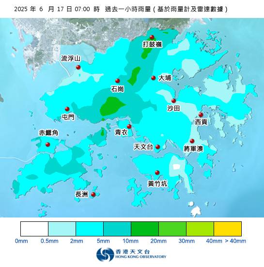 黃雨警告於上午7時30分生效！各區降雨量更新