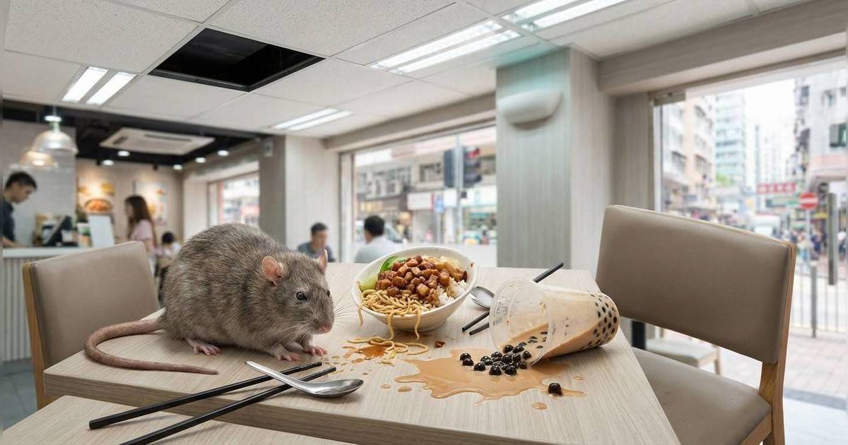 天水圍餐廳用膳「天降巨鼠」｜女店員淡定一招秒殺 網民嚇呆：以為拍緊戲？