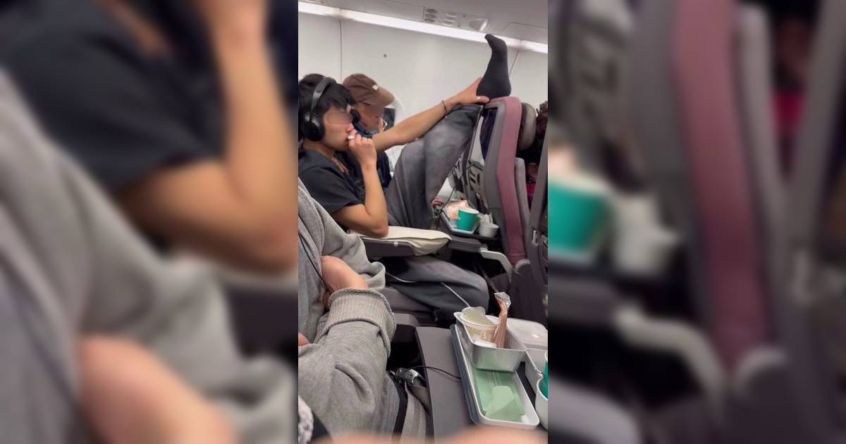 搭飛機遇極品男舉腳放前座頭頂！當眾狂捽超嘔心 網民獻計大反擊