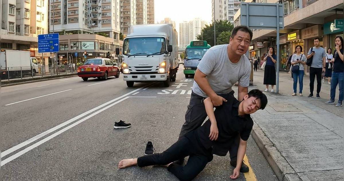 黑衣男衝紅燈「捐車罅」｜慘遭貨車撞飛倒地翻滾 司機1恐怖舉動惹網民怒轟！