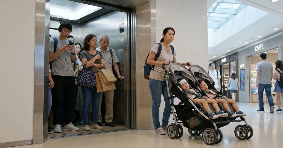 港媽推雙人BB車搭𨋢無位｜公審乘客「有手有腳」反被圍剿：食得咸魚抵得渴！