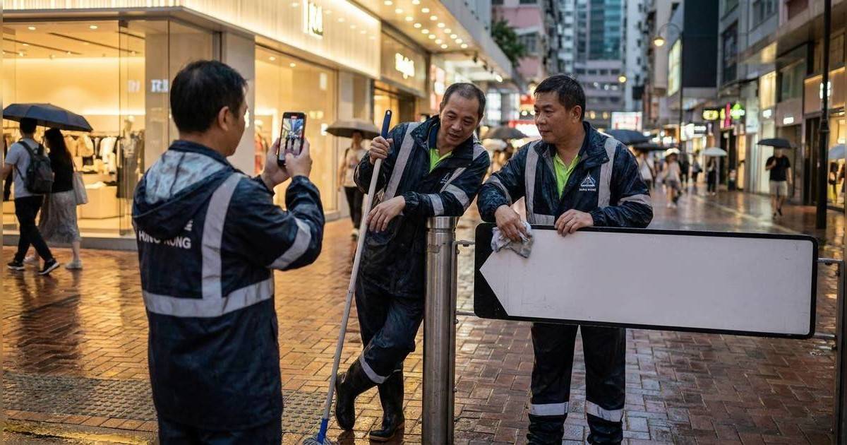 外判清潔工旺角街頭上演「影相騷」？｜3人圍路牌抹5秒交差 網民怒轟：根本冇清潔過！