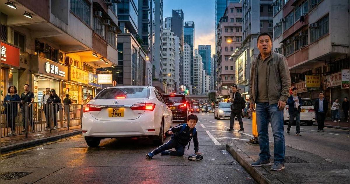 灣仔男童突衝出馬路遭車撞飛｜同行男子呆企原地數秒 網民怒轟：完全唔緊張？