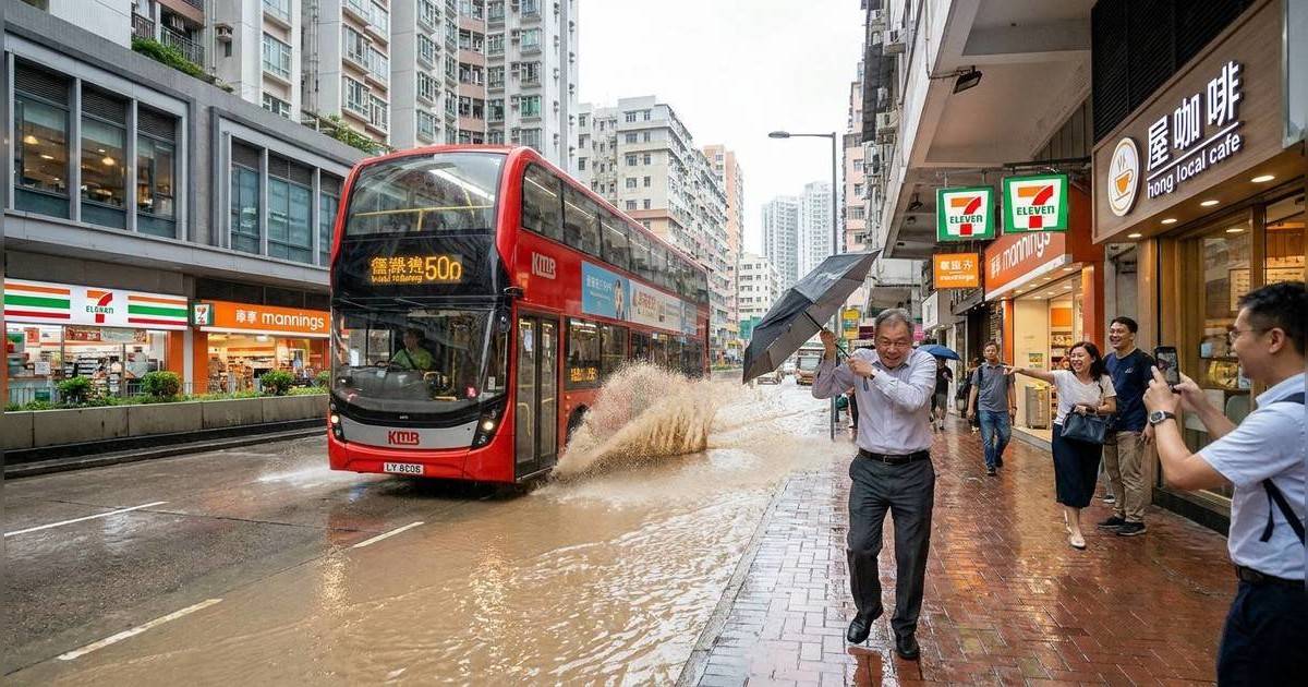 北區司機直擊黑雨慘況｜揸車驚變亞馬遜漂流記？網民苦中作樂：天水圍水上樂園開幕！